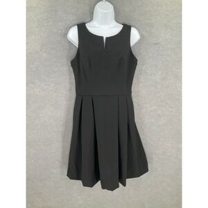 WHMB Fit Flare Dress Sz 8 Black Sleeveless Preppy Classic Office Cocktail